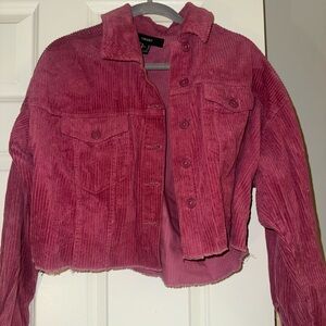 Forever 21 Pink Corduroy Jean Jacket